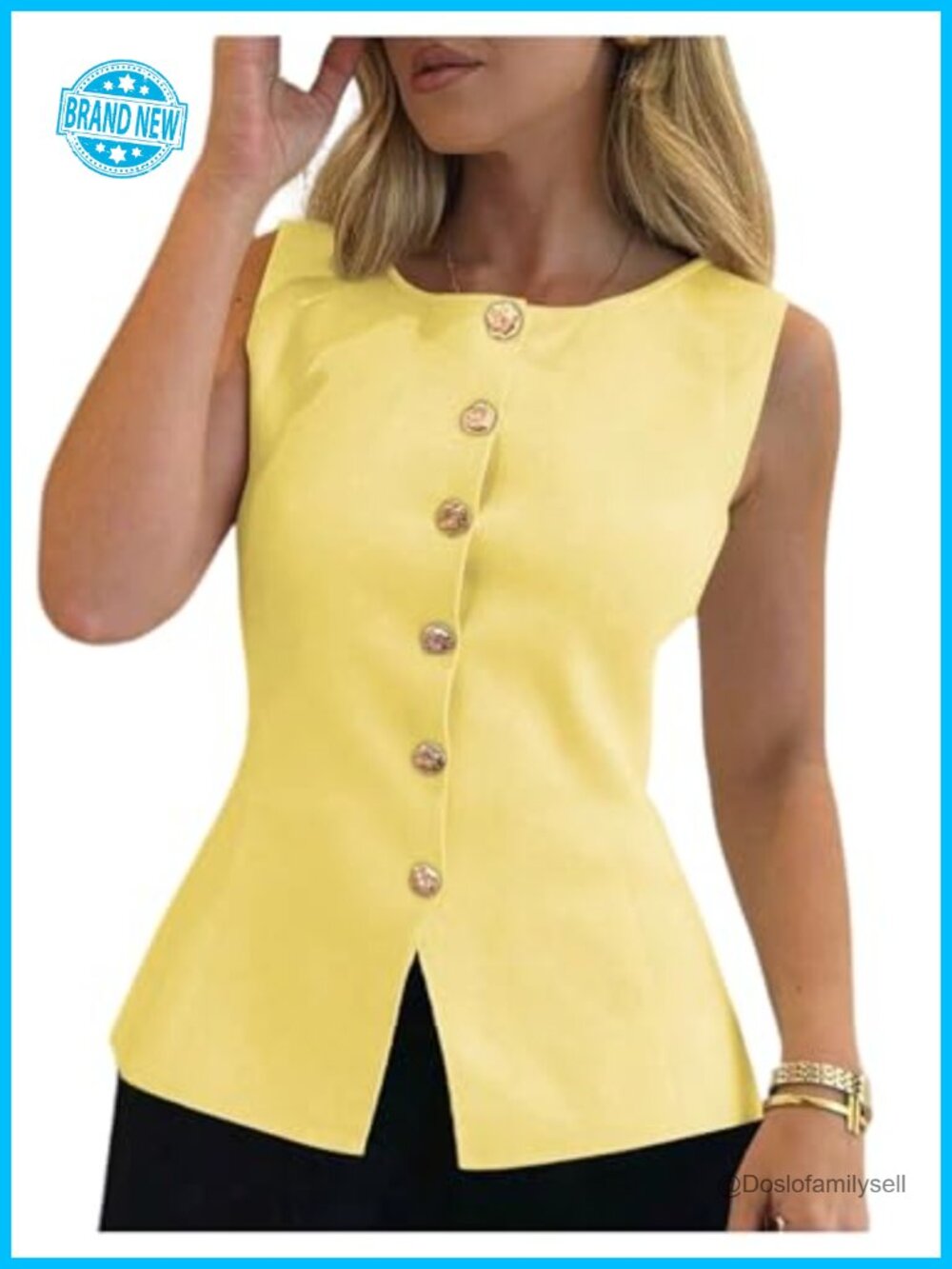 Sleeveless Knit Button Down Vest Top Cute Cardigan Sweater for Women